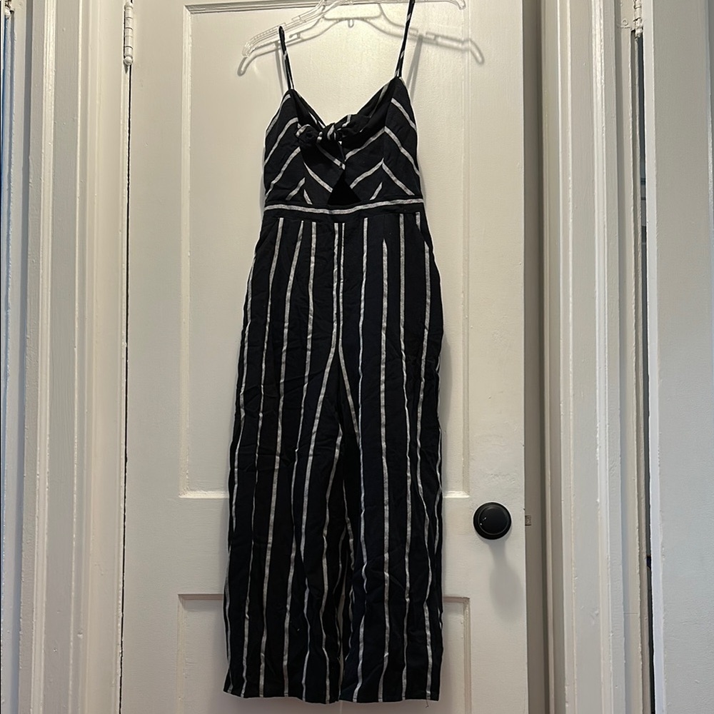 Black and White Striped Jumpsuit